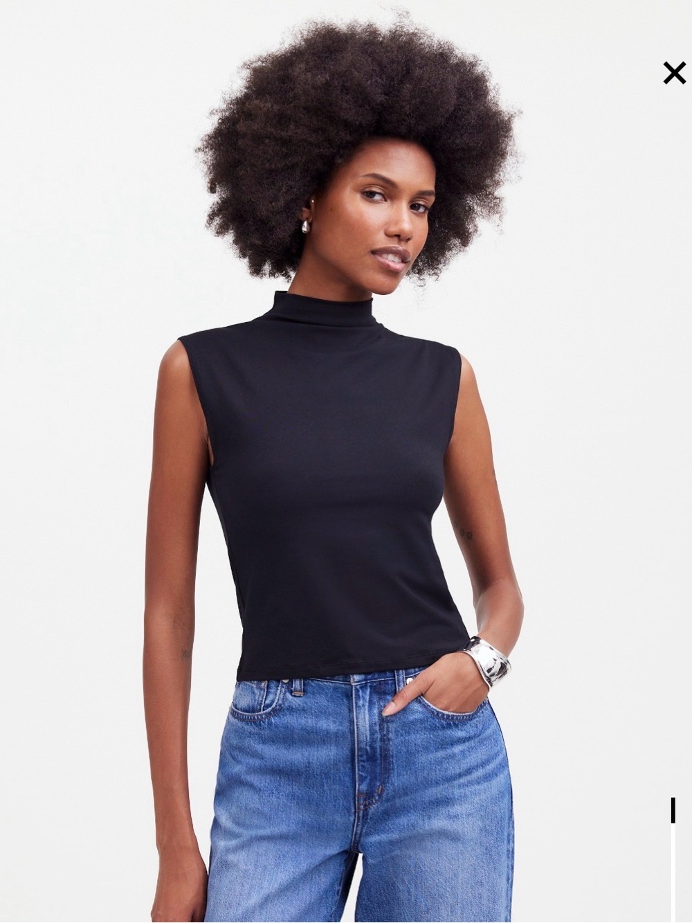 Madewell Black Sleeveless Mock Neck Tank